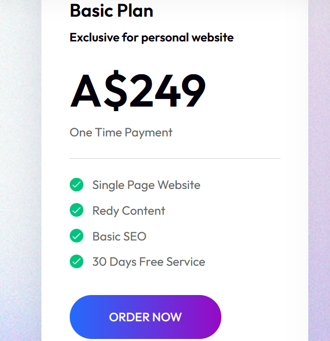 Basic Plan – Exclusive for personal website